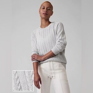 Athleta Crossroads Hawthorne Textured Crew Sweater in White Metallic